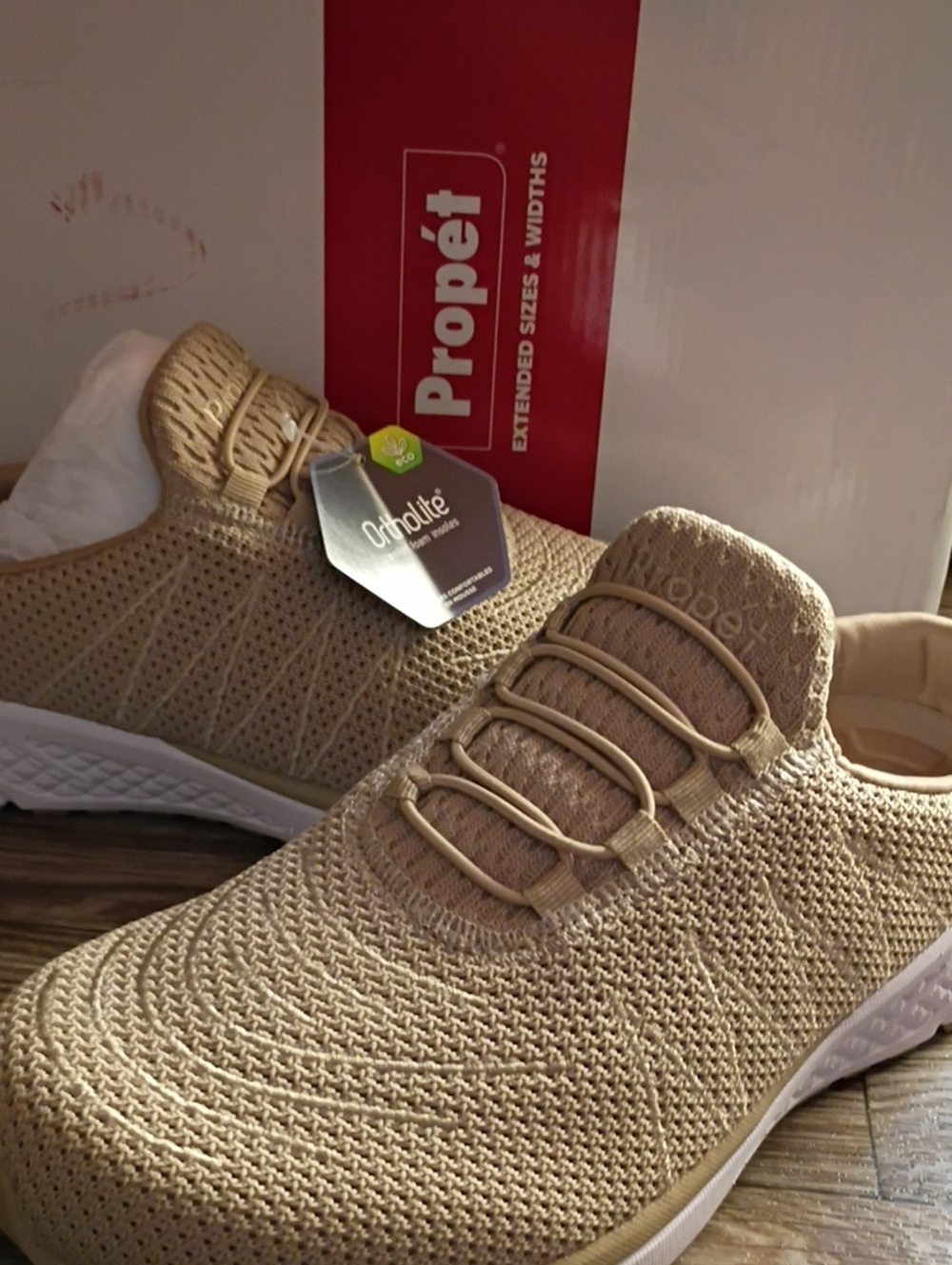 Propet Knit Slip-On Sneaker in Beige